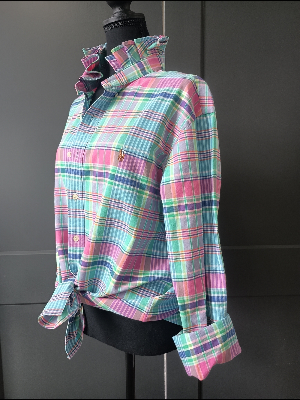 Upcycled Women's Ralph Lauren Ruffled Collar Shirt #072